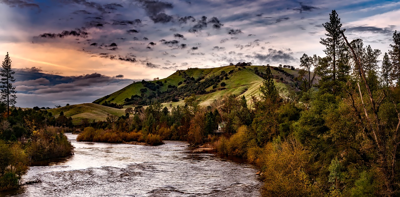 Image - american river sky clouds sunset