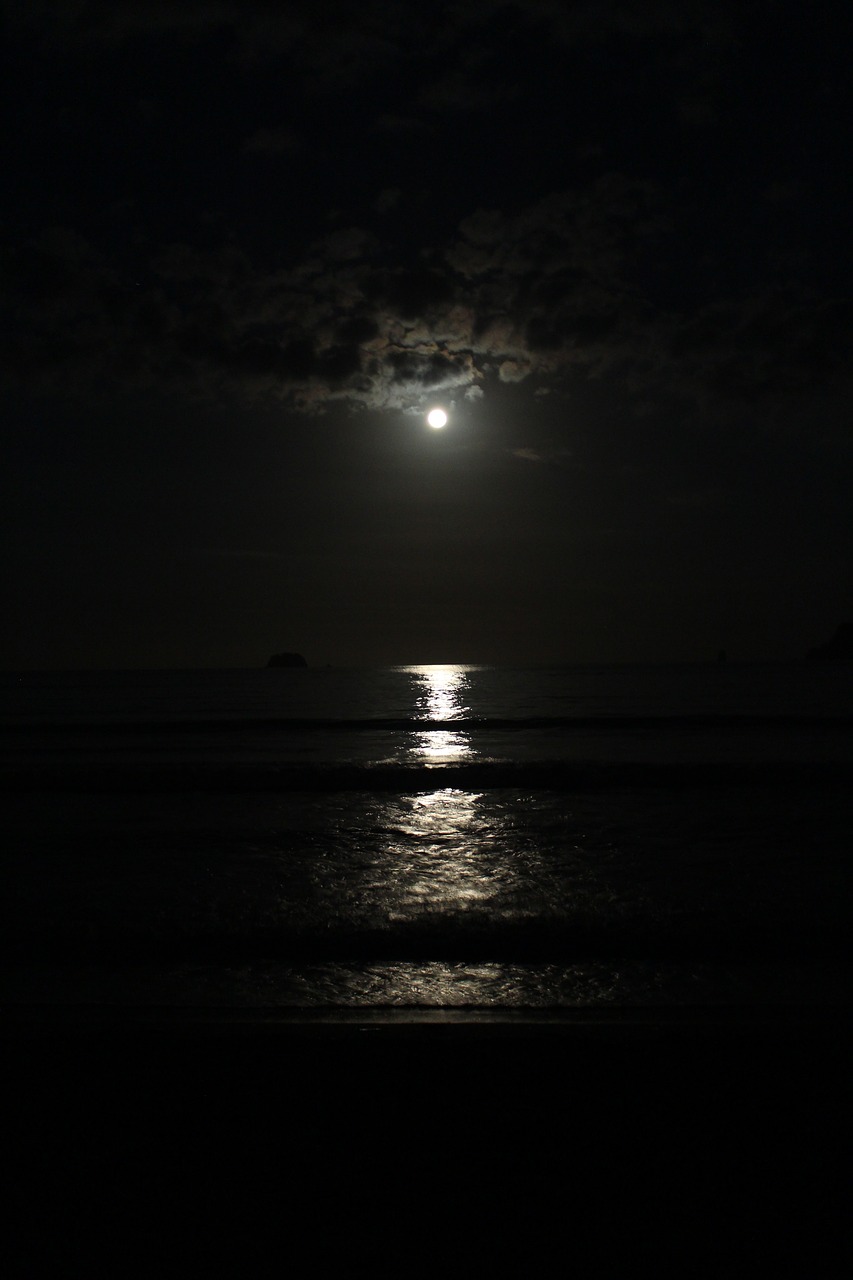 Image - at night moon wave new zealand sky