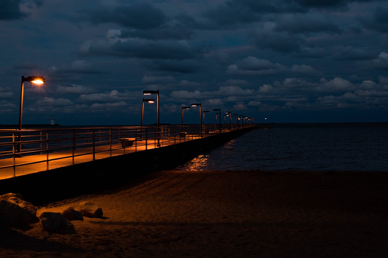 Image - pier ocean sunset landscape sea