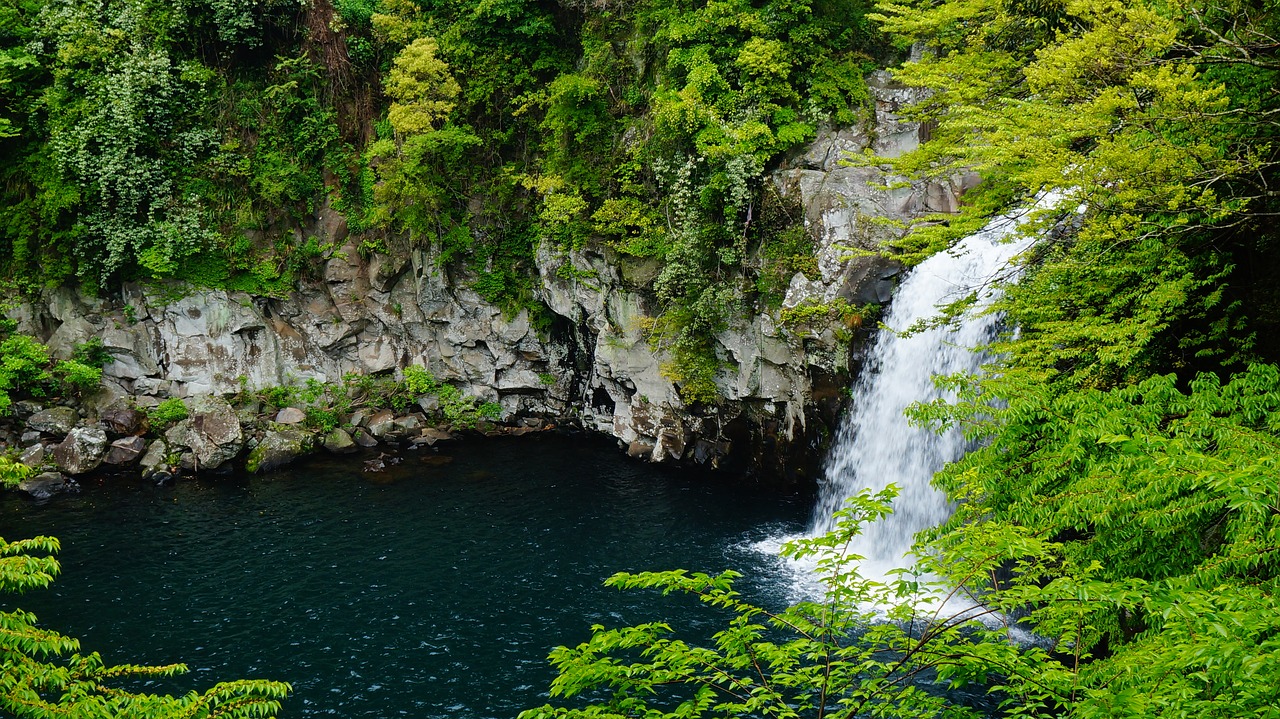 Image - jeju island falls cheonjeyeon