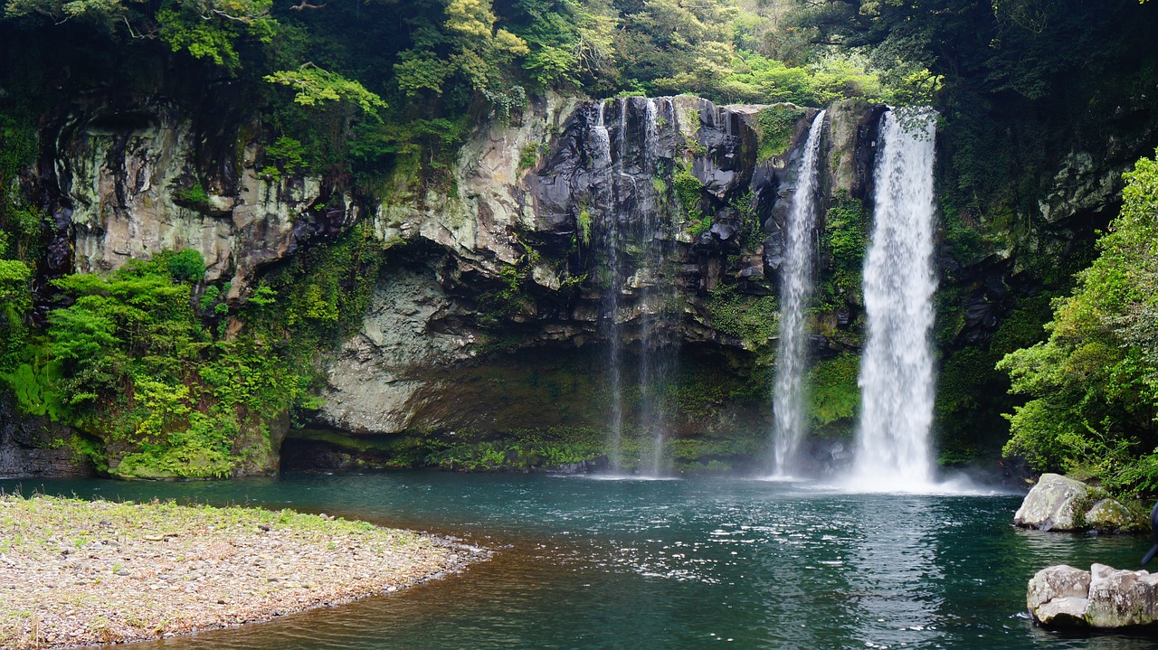 Image - jeju island cheonjiyeon waterfall