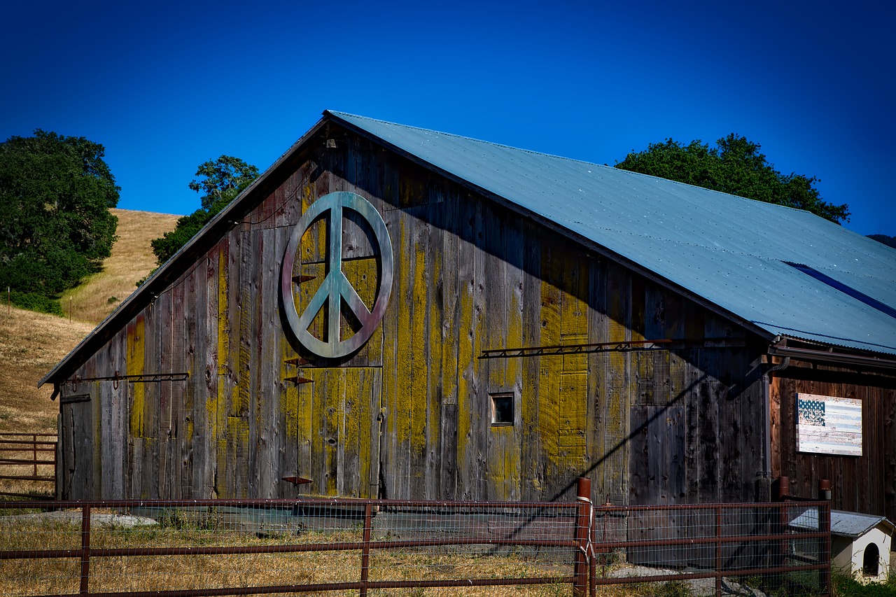 Image - peace sign barn wooden farm