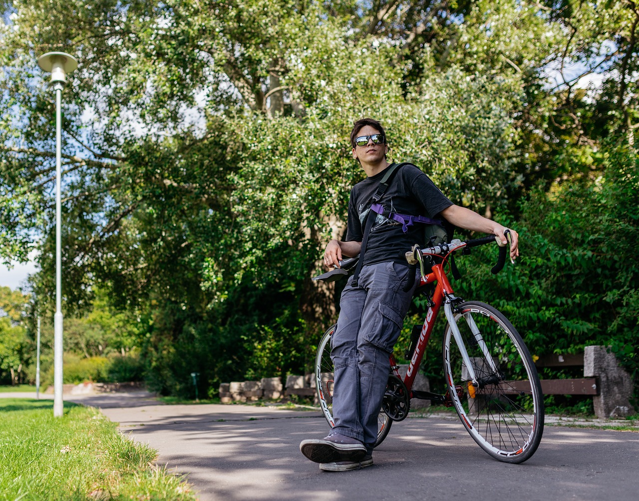 Image - bicycle guy waiting sunglasses man