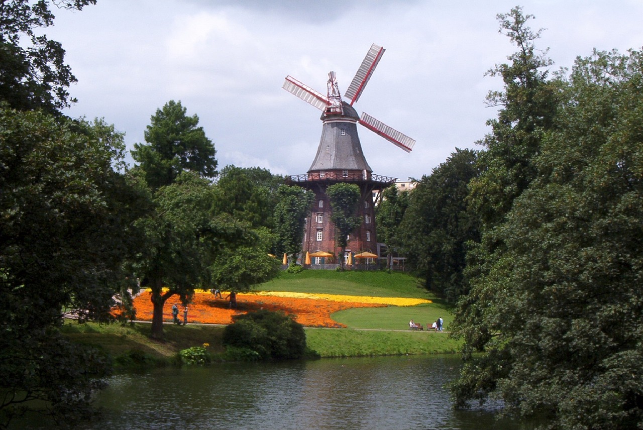 Image - windmill lake park trees landscape