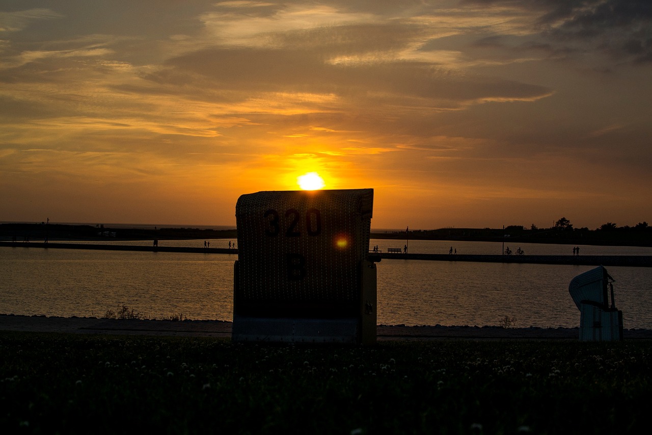Image - sunset beach chair north sea beach