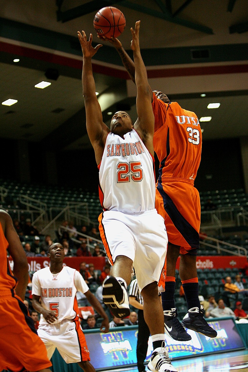 Image - basketball rebound action jumping