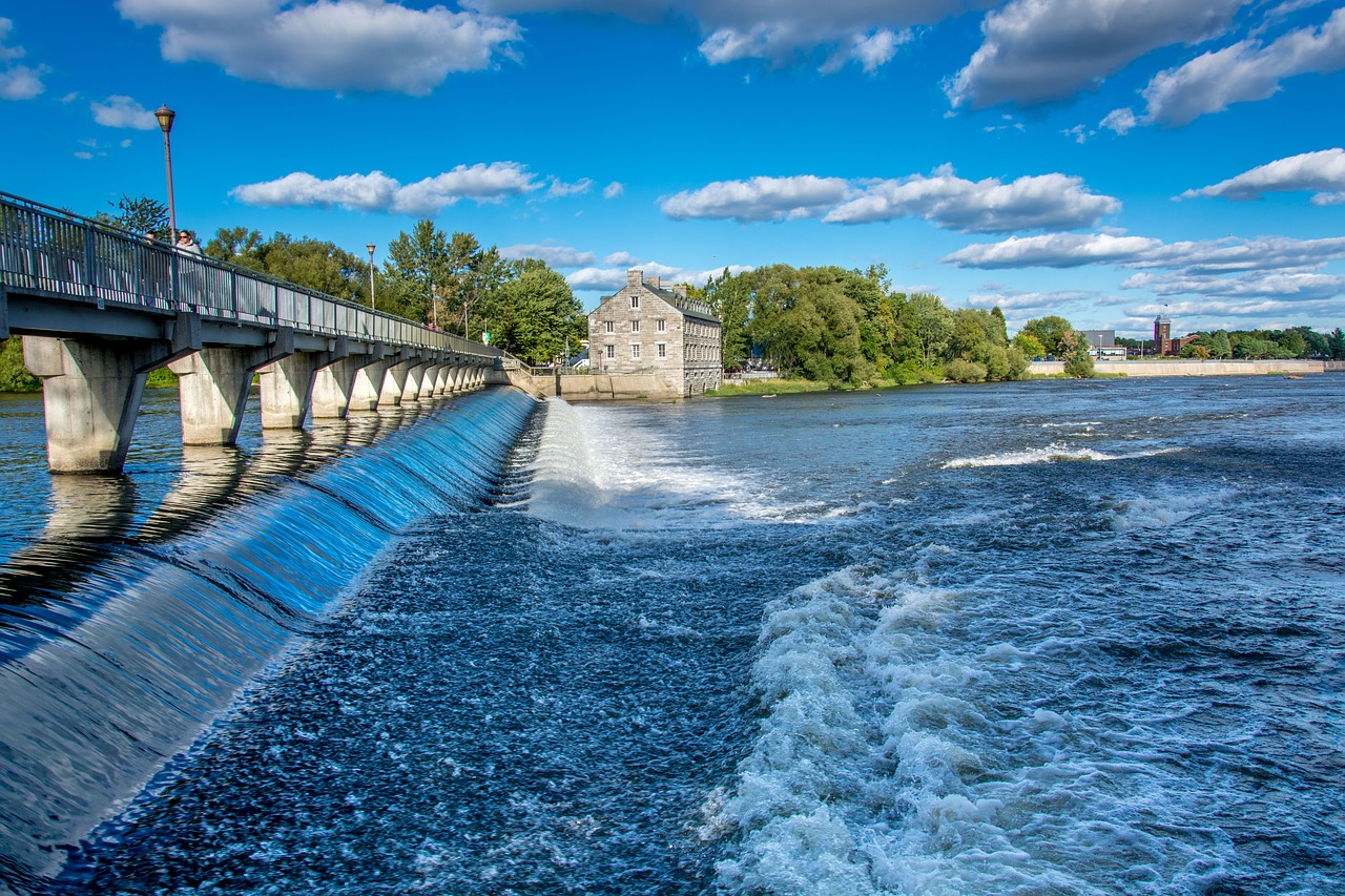 Image - falls bridge river water canada