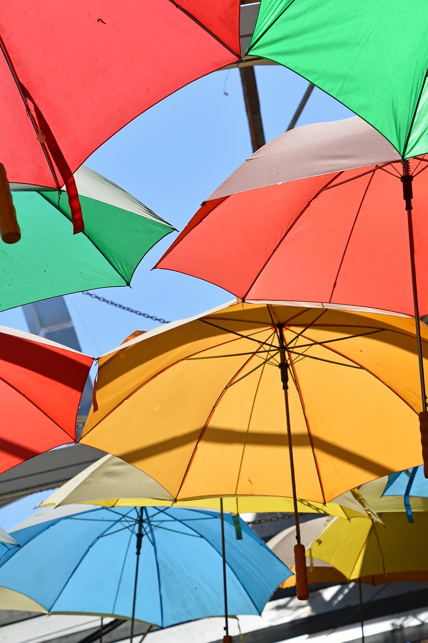 Image - umbrella multi colour color rainbow