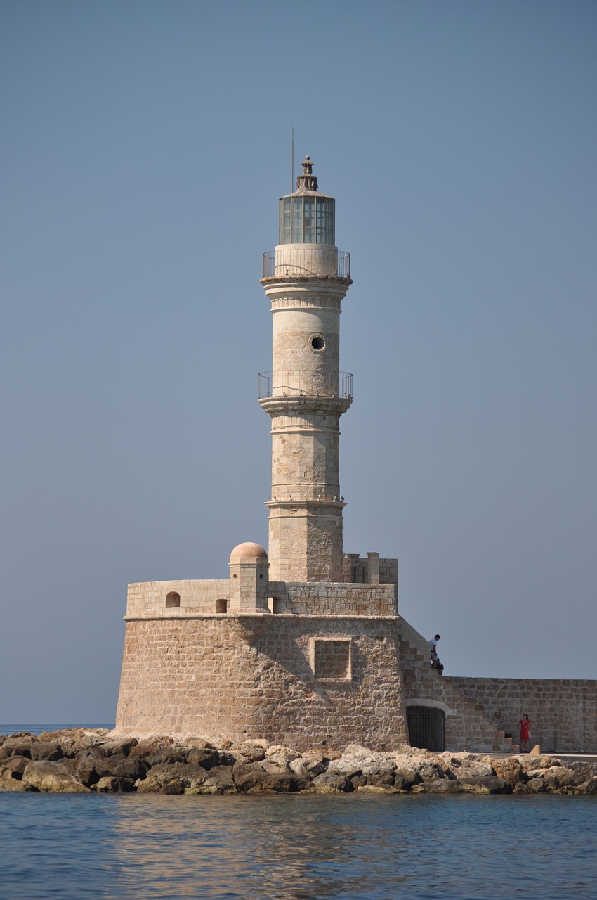 Image - lighthouse crete port mediterranean