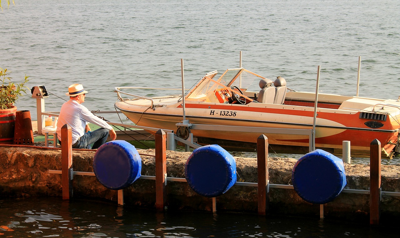 Image - old lake idyll speed boat muse man