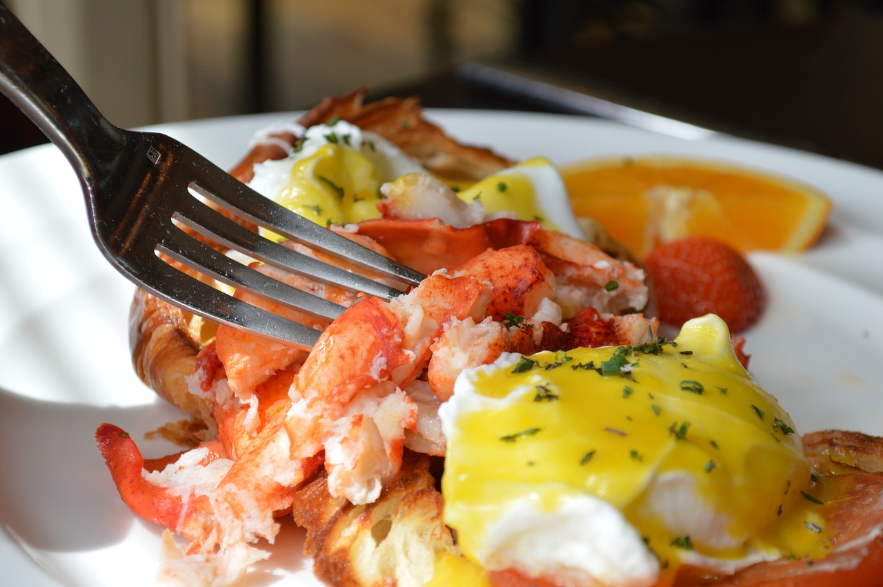 Image - lobster brunch benedict fork food