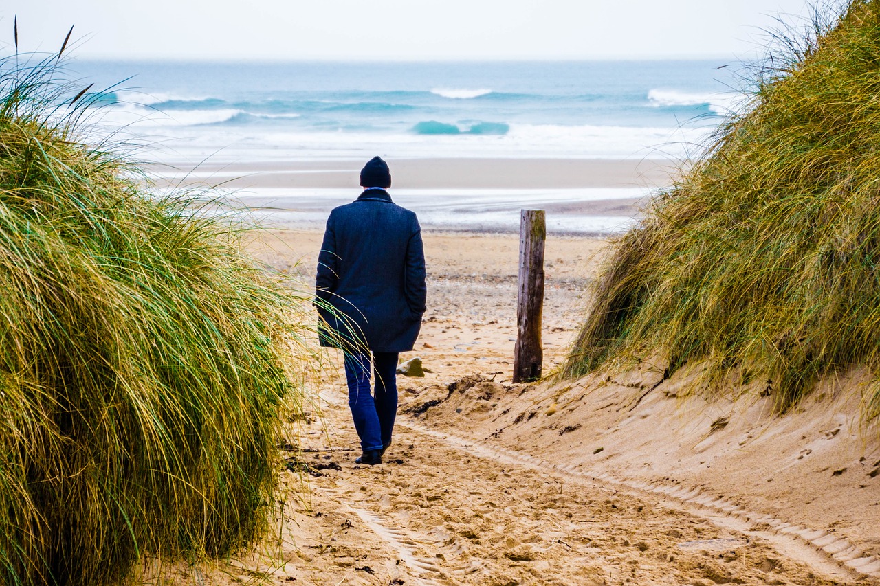 Image - man at sea dune water beach