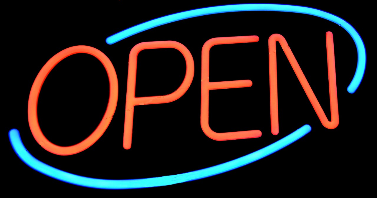 Image - open sign sign signage neon light