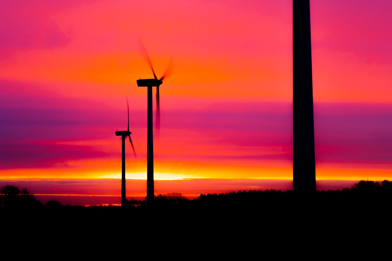 Image - wind power plant sunrise sun