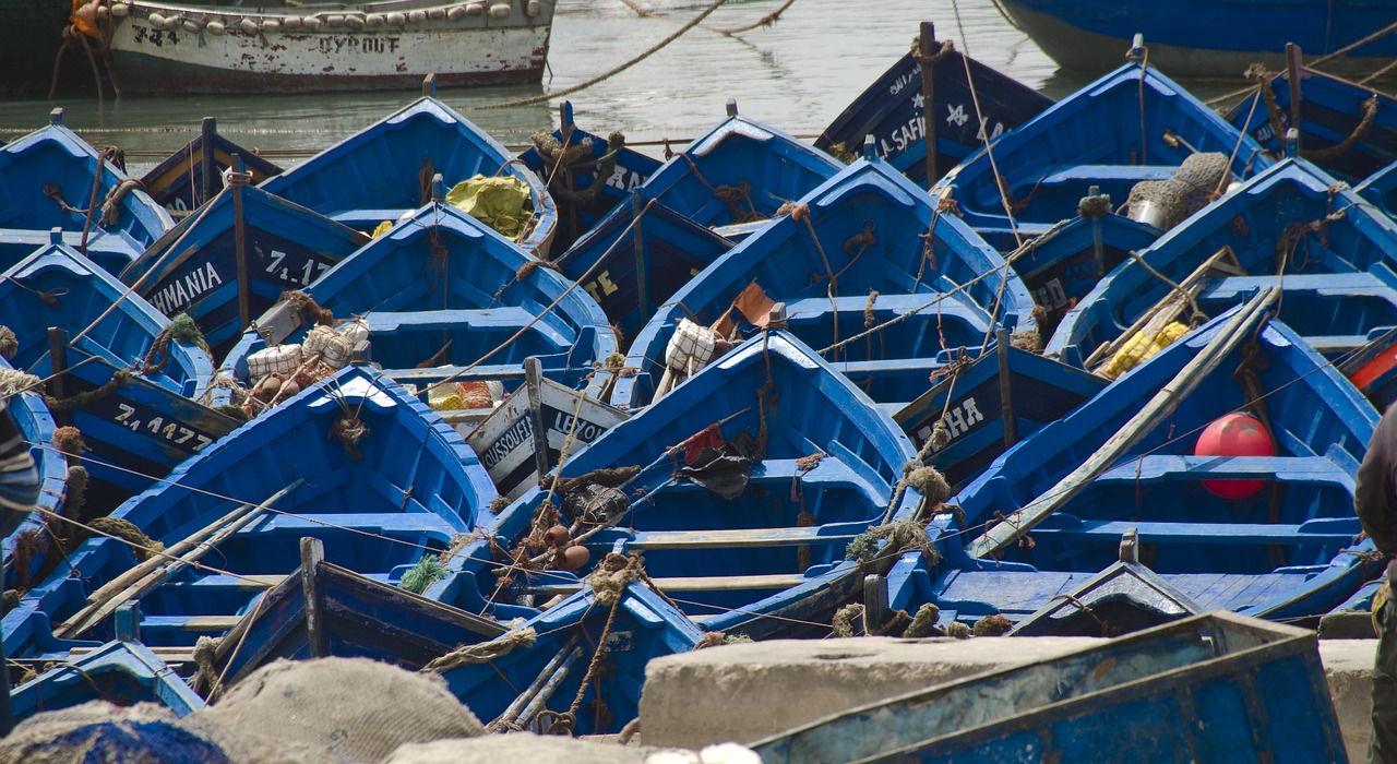 Image - fishing boat blue morocco port