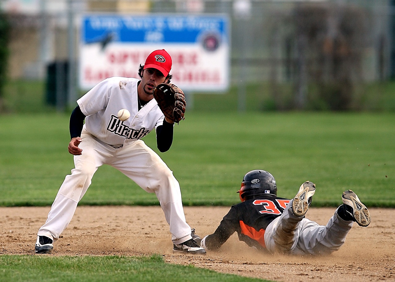 Image - baseball second base action sliding