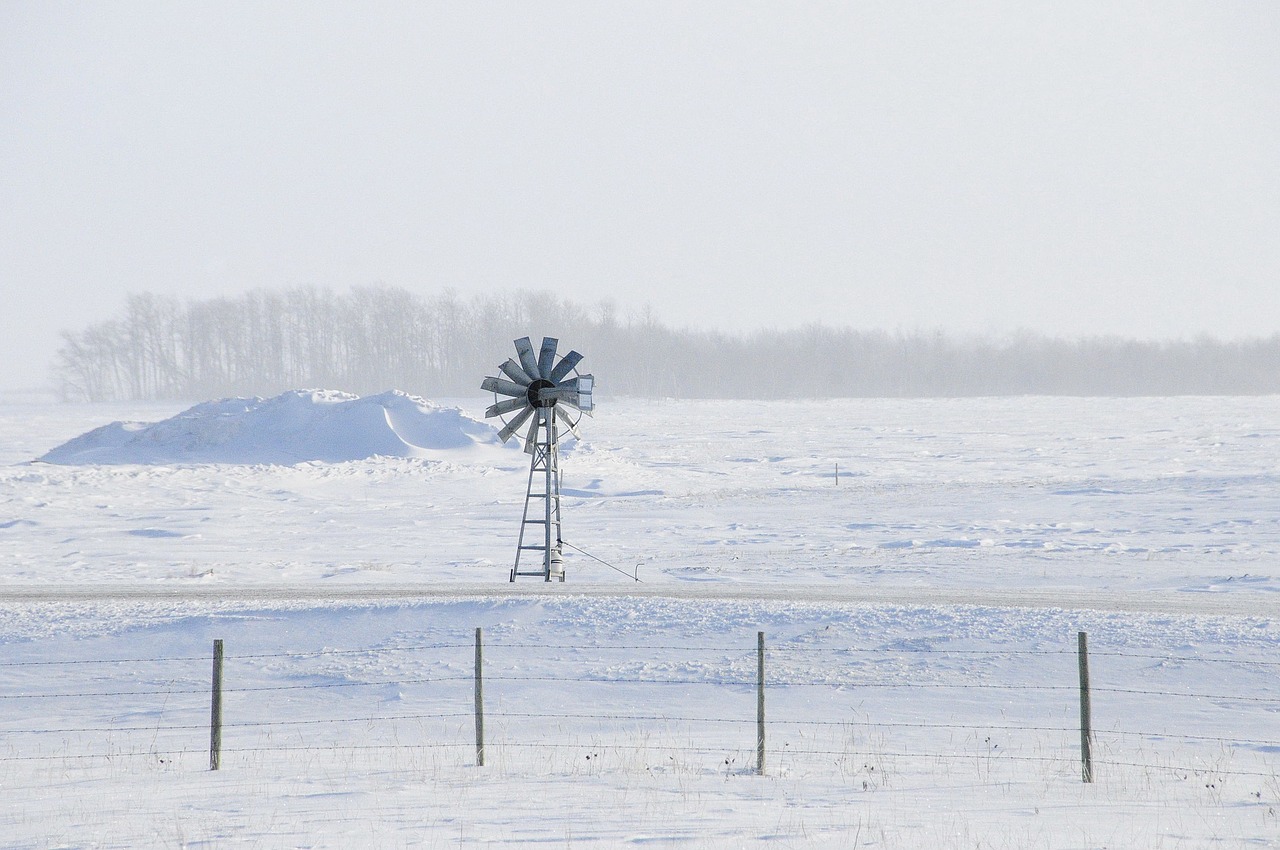 Image - windmill winter landscape