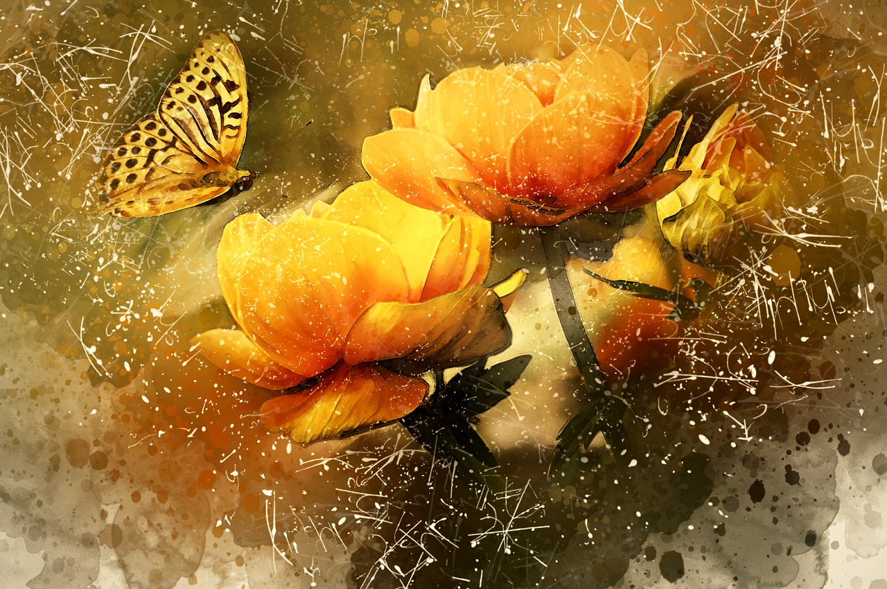 Image - butterfly yellow flowers nature