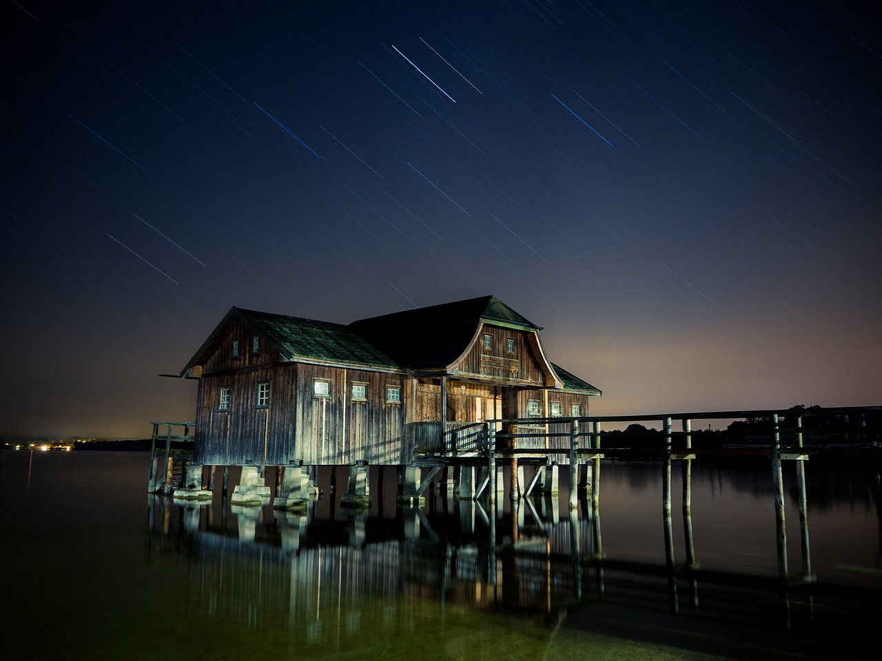 Image - hut lake star milky way ammersee