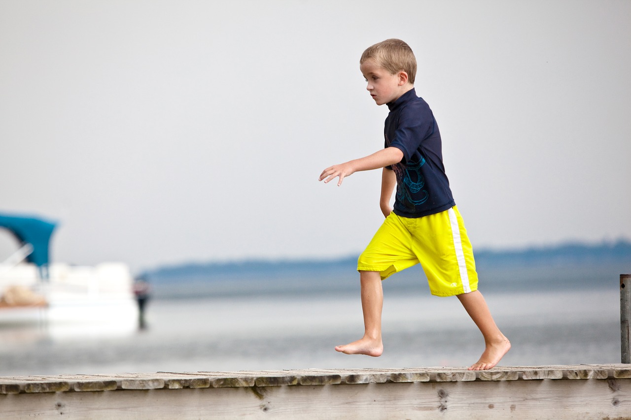 Image - dock young boy running child boy