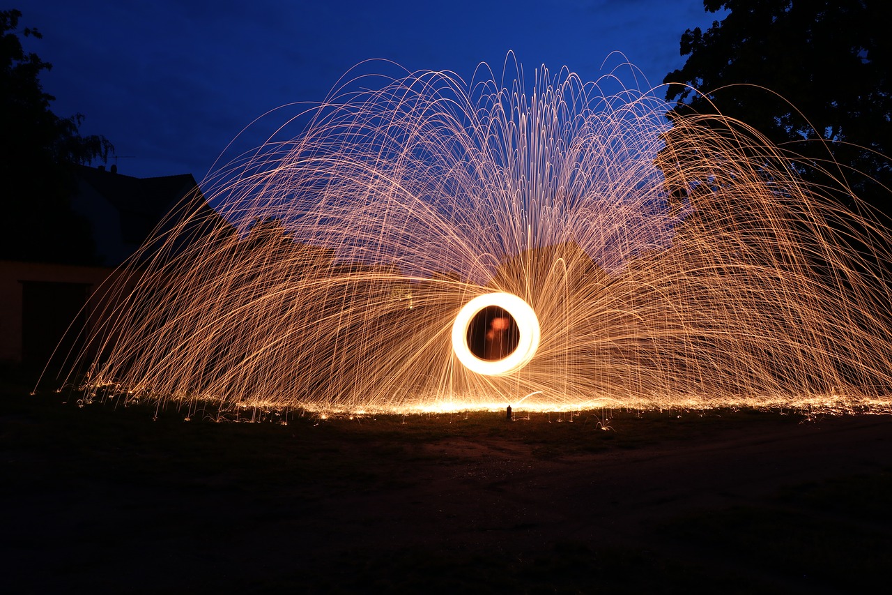 Image - light painting steel wool night