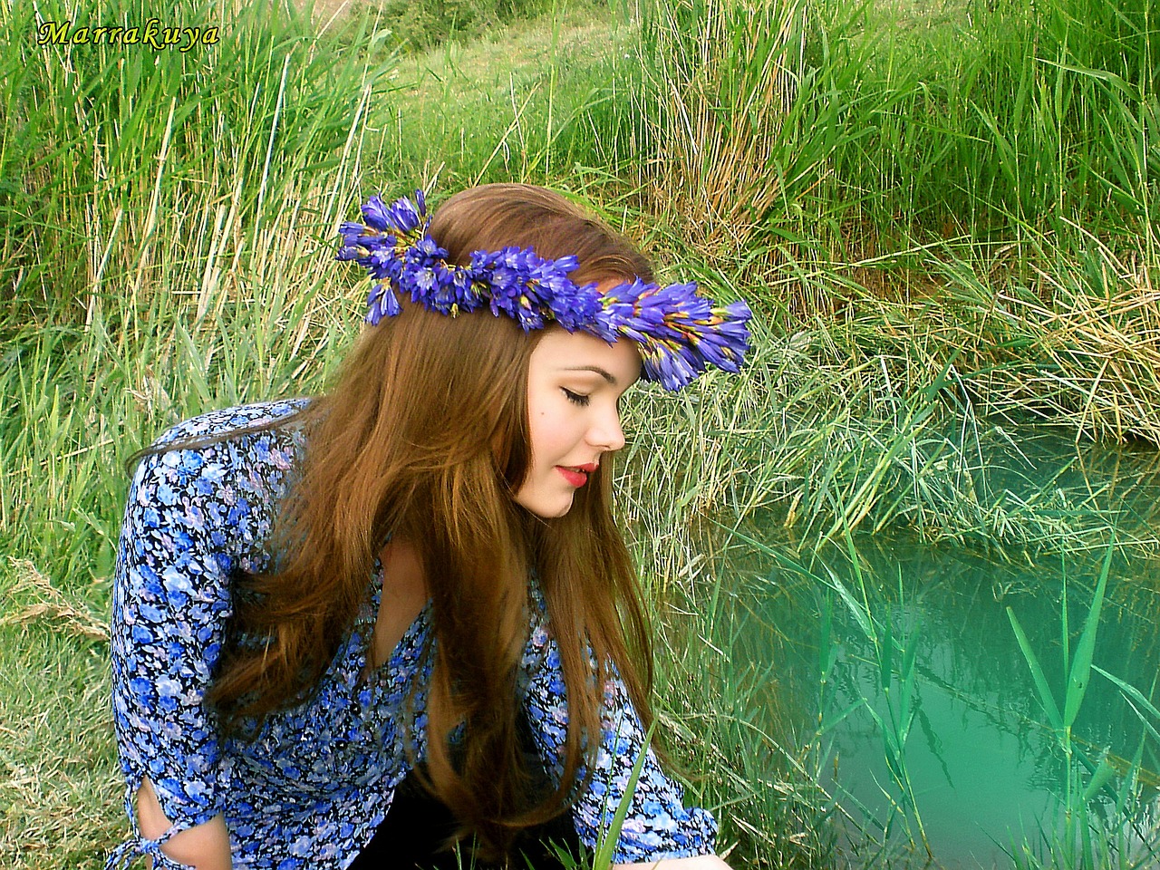 Image - story girl beauty spring grass