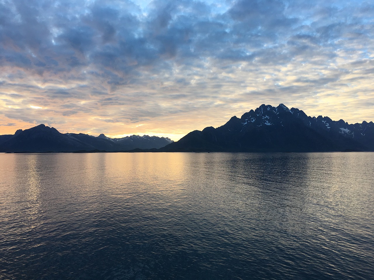 Image - midnight sun fjords sea norway