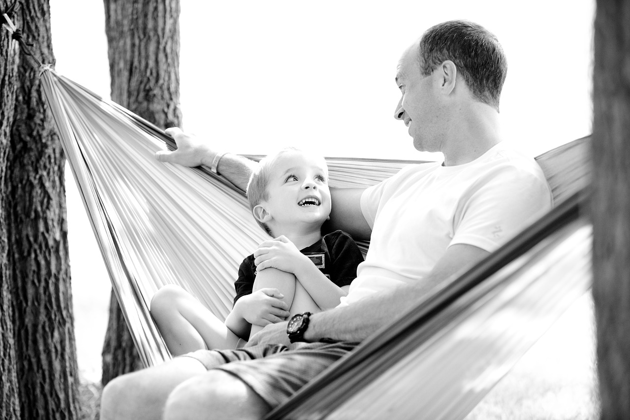 Image - father son hammock boy child