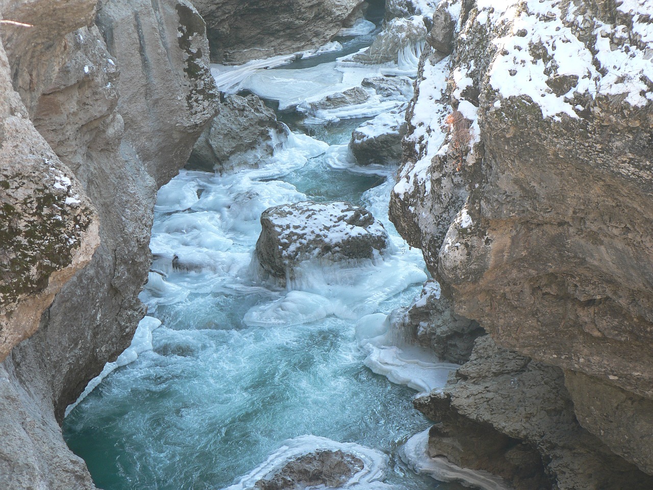 Image - canyon river winter ice mountains