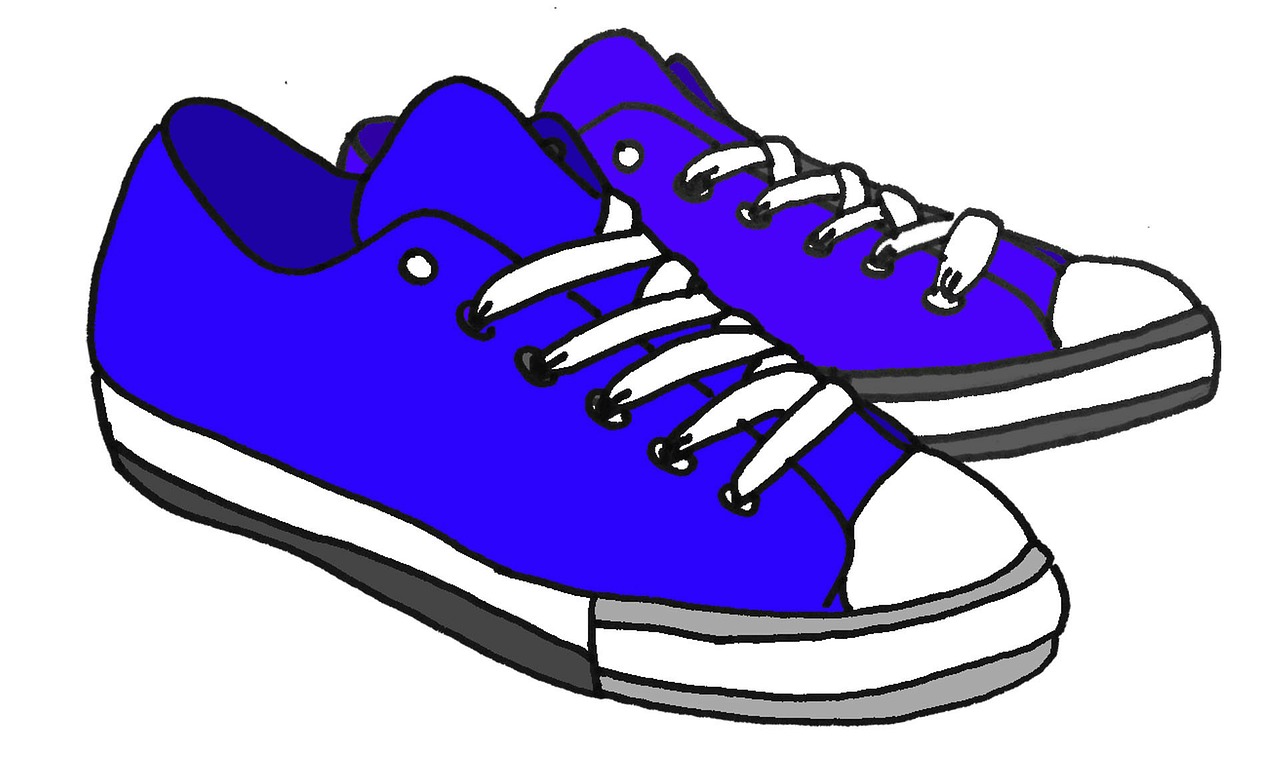 Image - cartoon drawn blue shoes sneakers