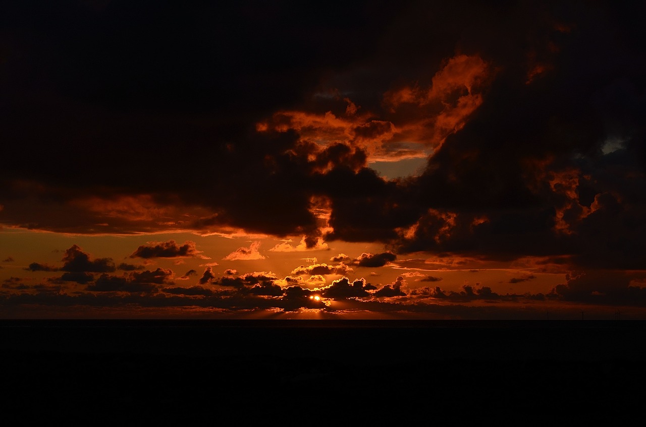 Image - sunset mood sea lighting borkum