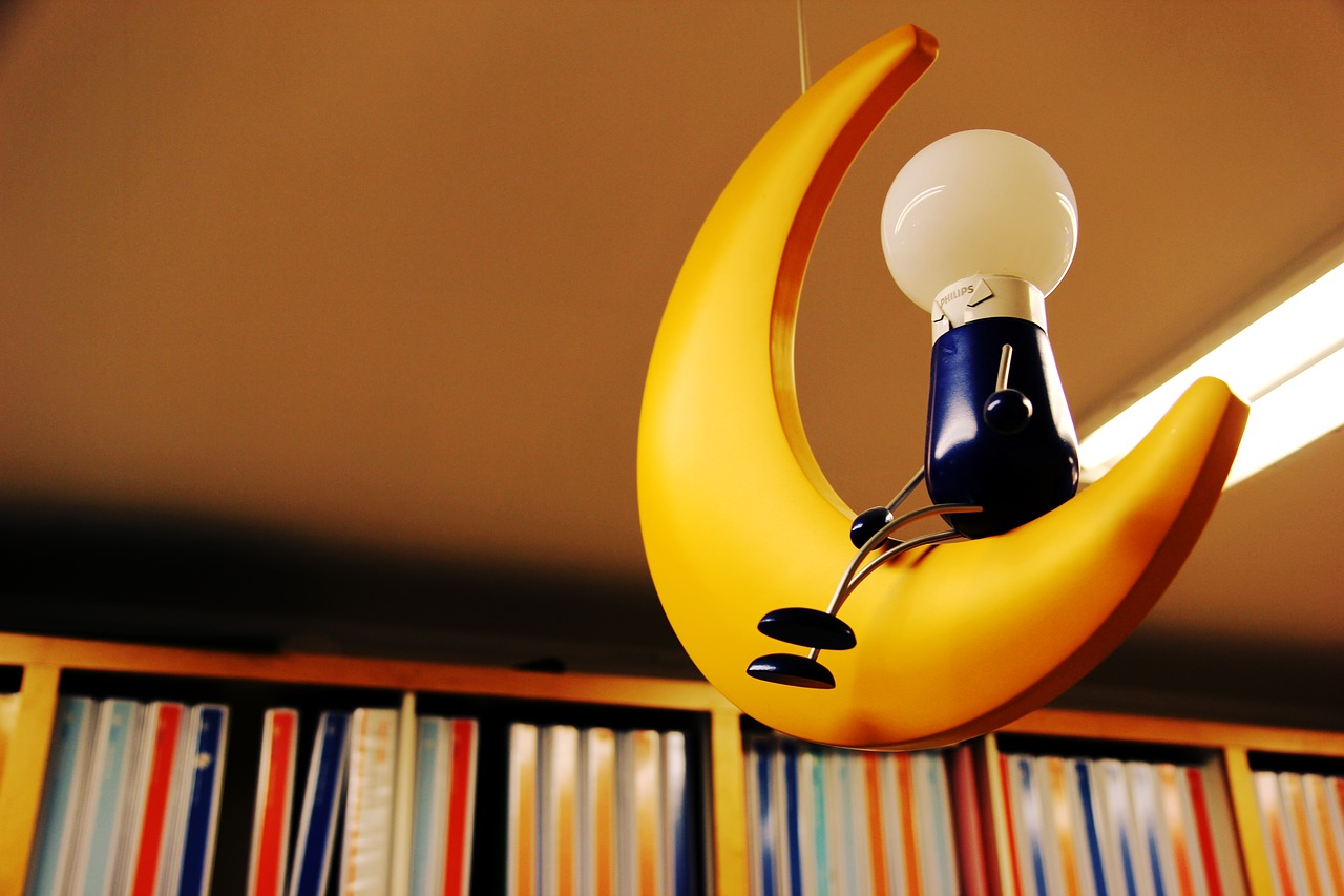 Image - moon light bulb ideas bookcase