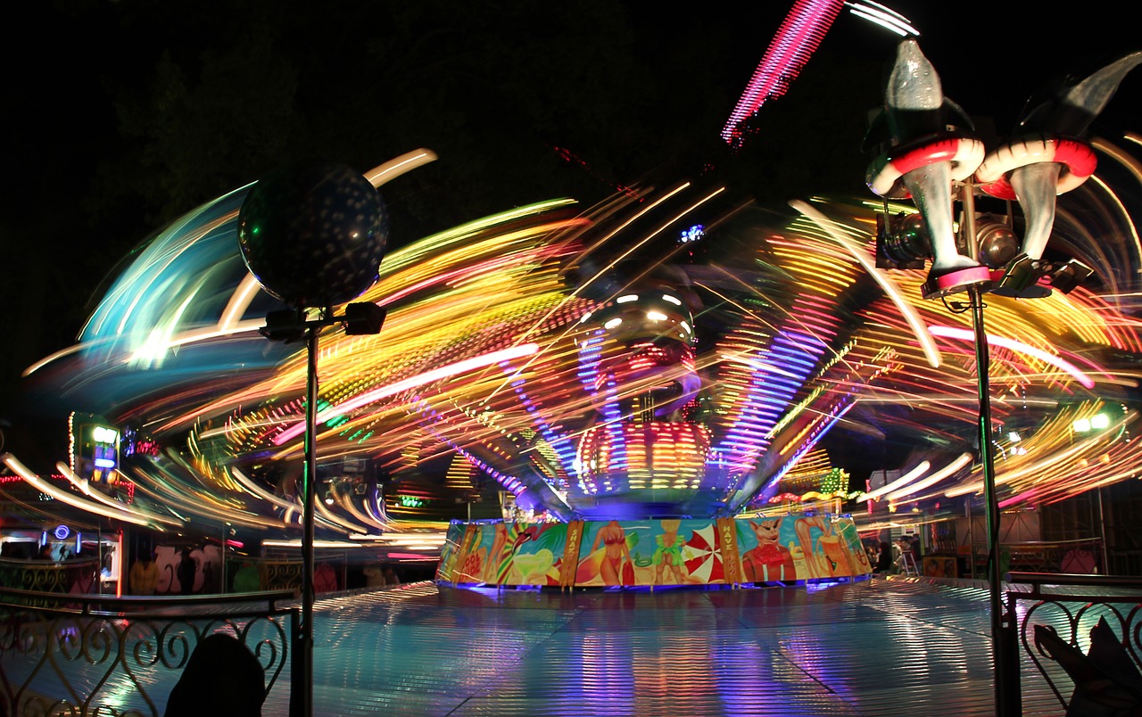 Image - funfair party evening carousel