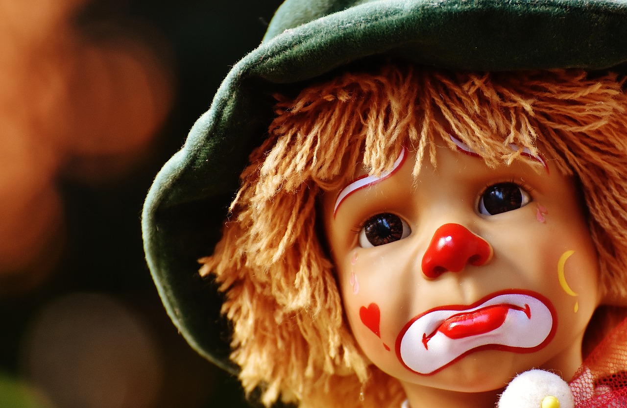 Image - doll clown sad colorful sweet