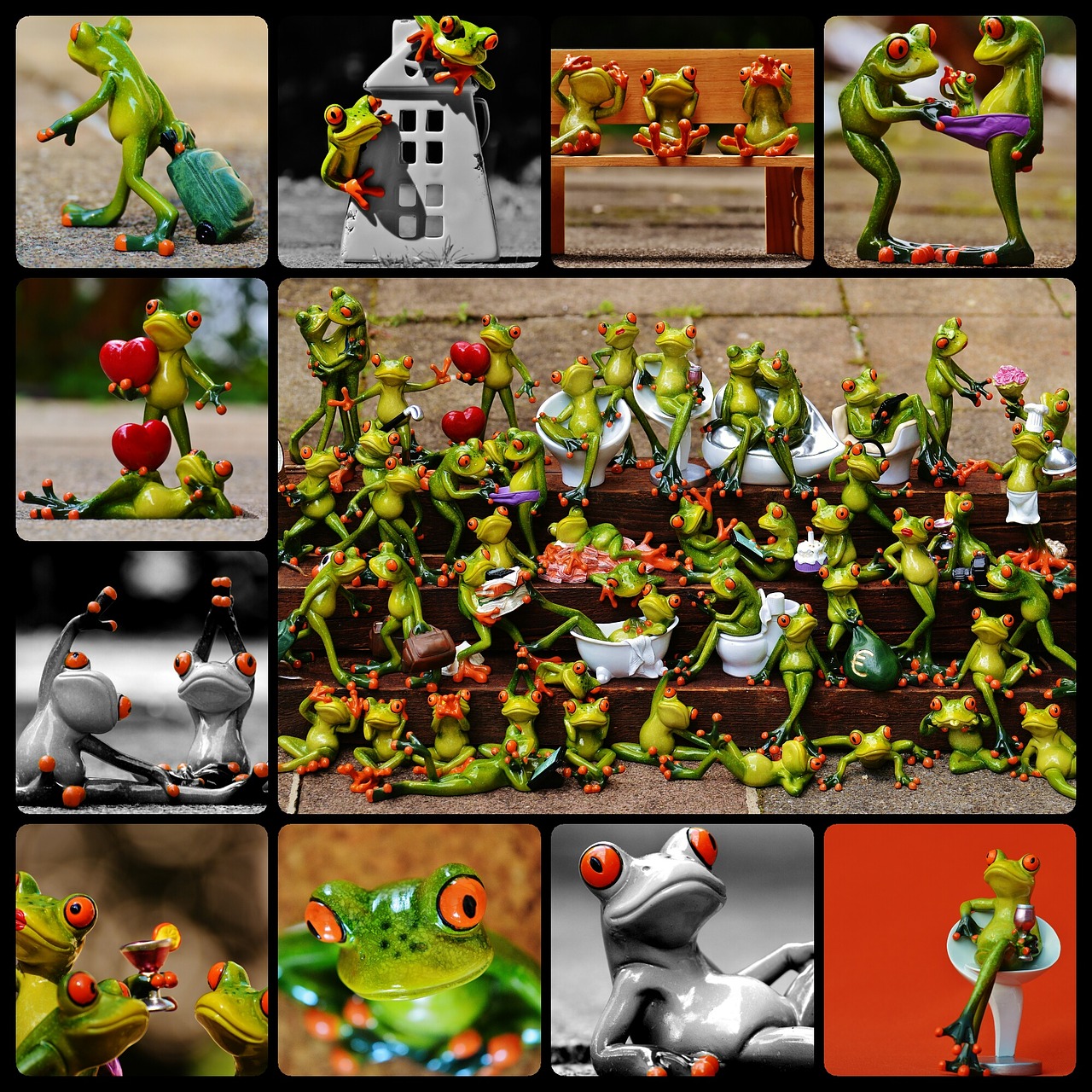 Image - frogs collage funny figures cute