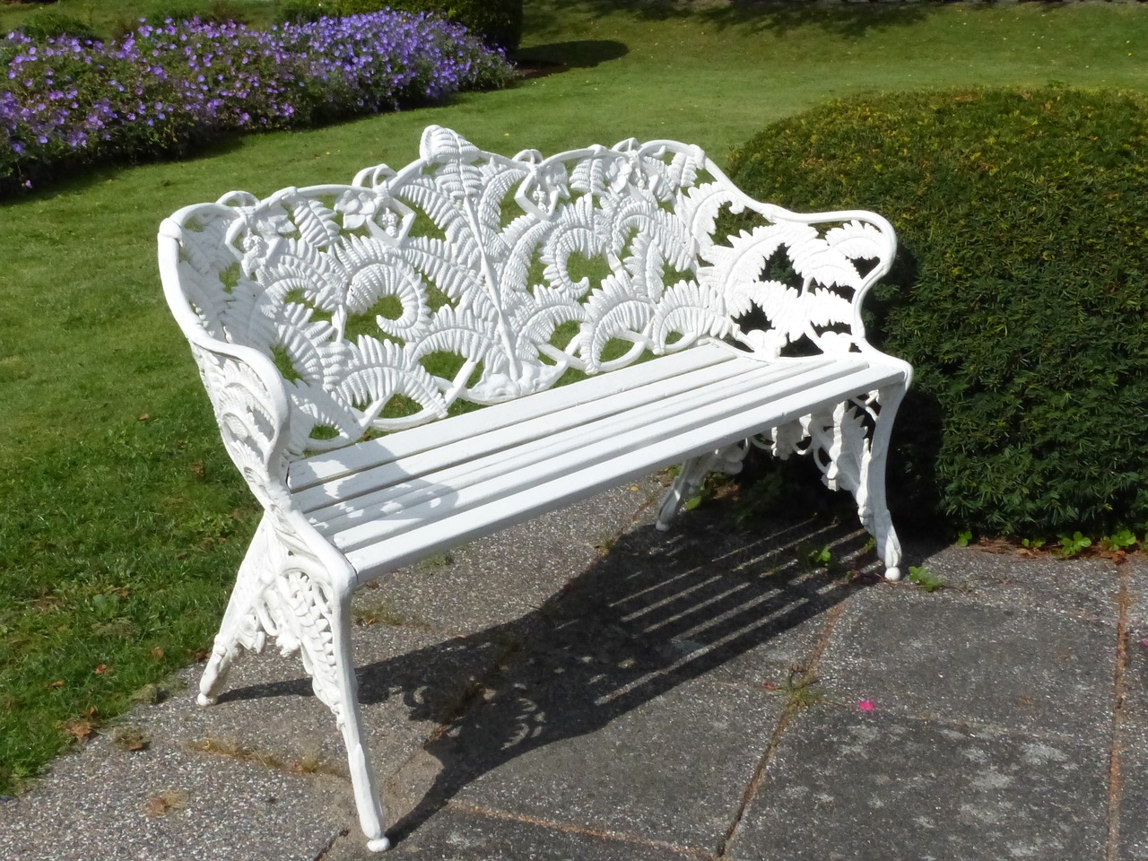 Image - sofa garden white grass summer