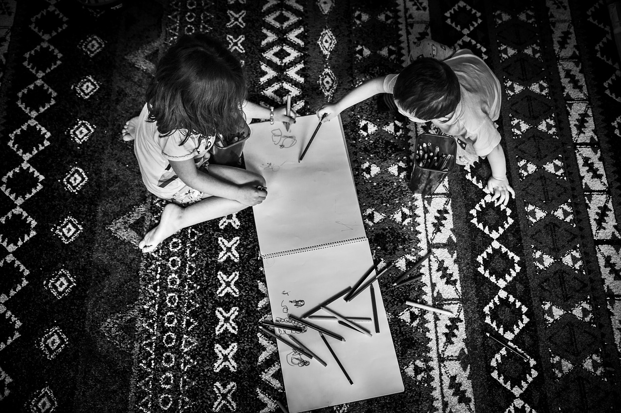 Image - kids playing writing drawing