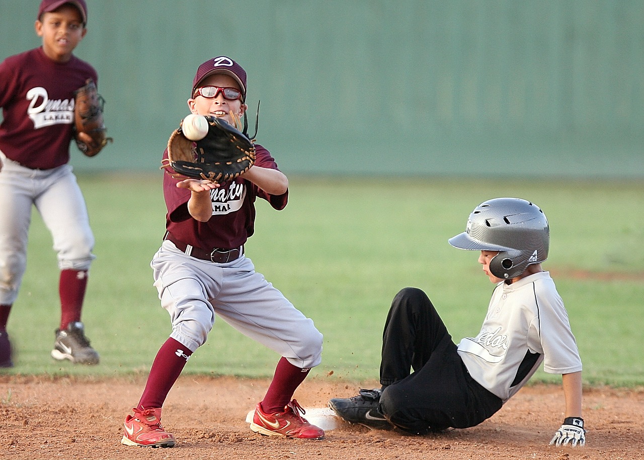 Image - baseball action second base players