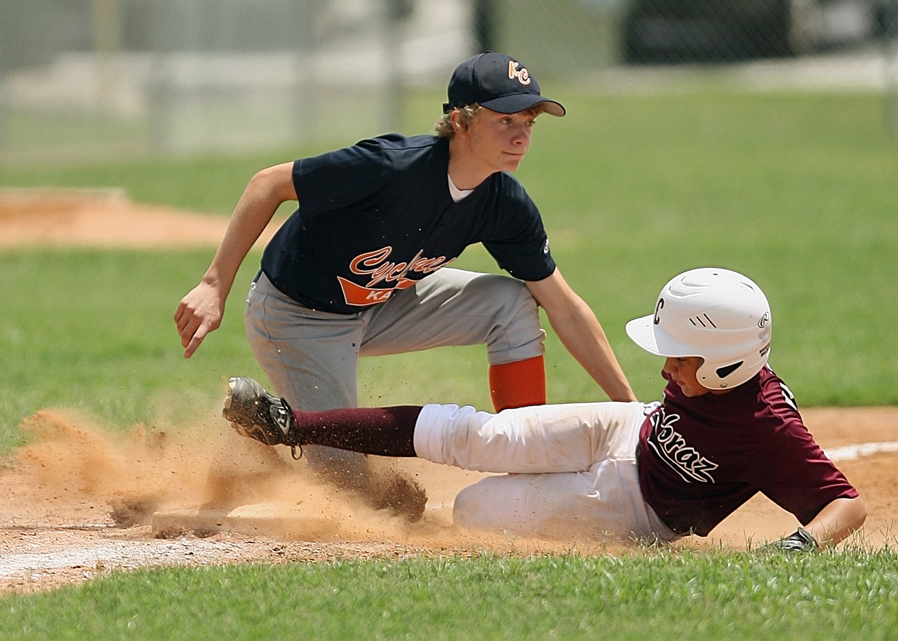 Image - baseball players action sliding