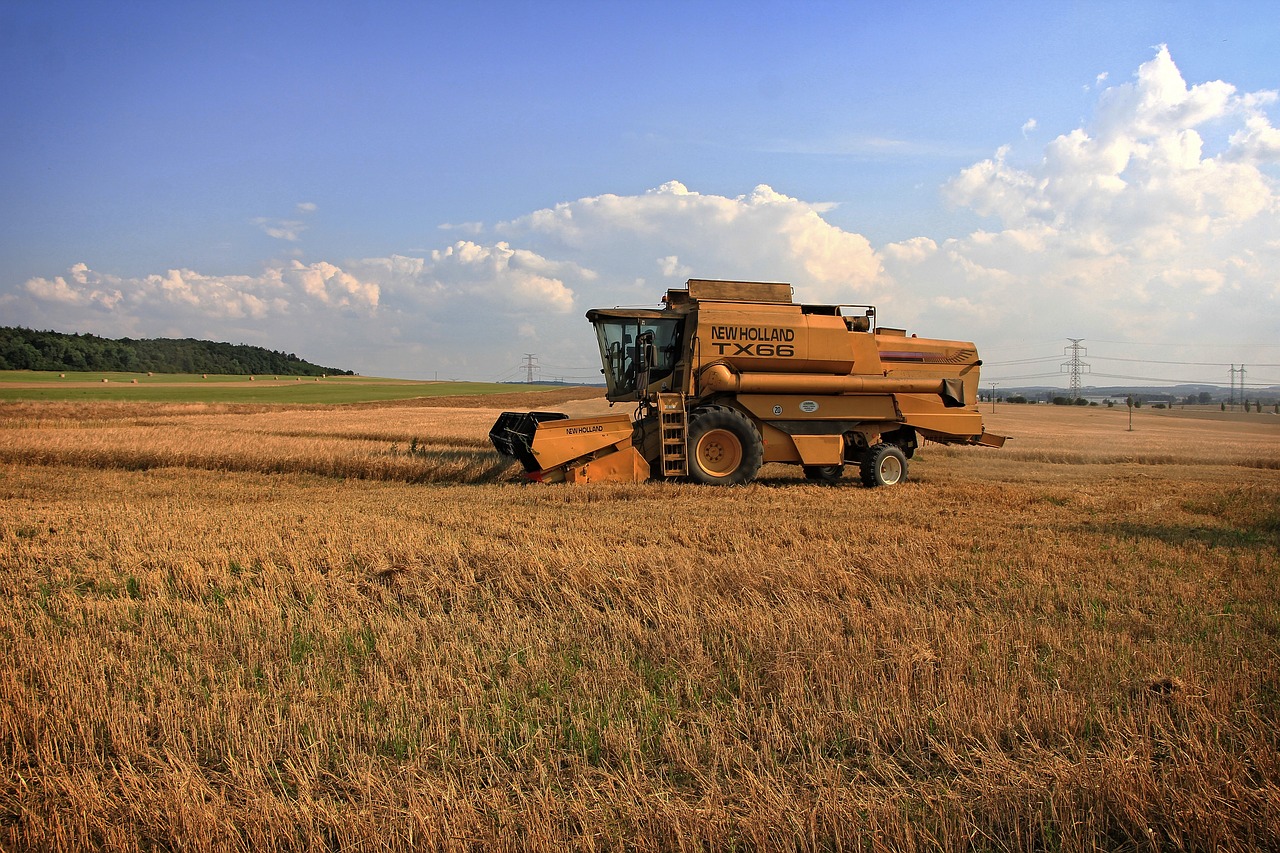 Image - harvest harvester blue sky