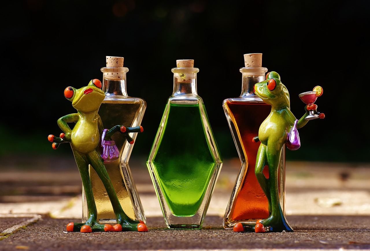 Image - frogs chicks beverages bottles