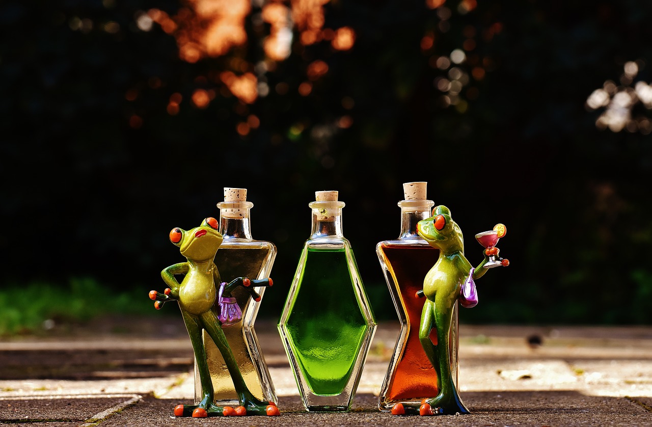 Image - frogs chicks beverages bottles