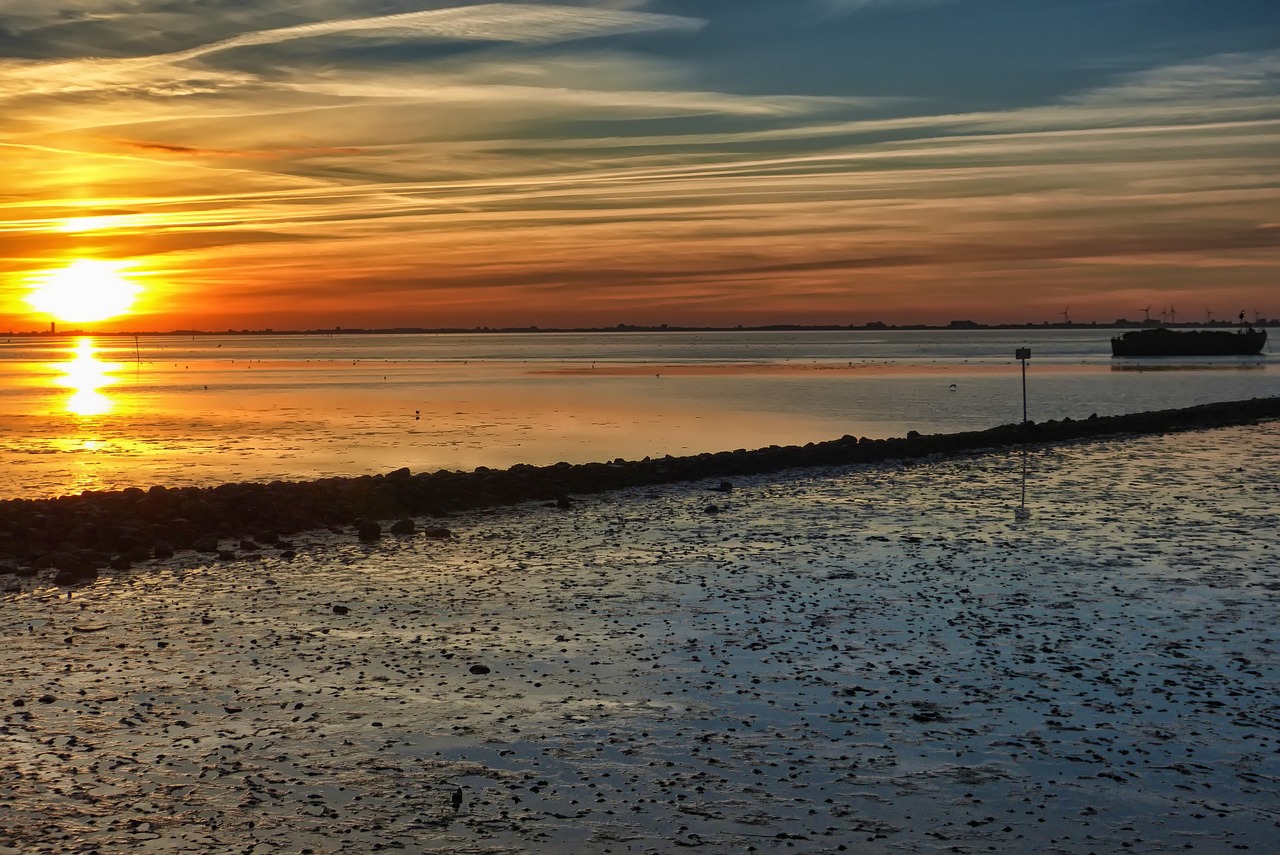 Image - sunset wadden sea north sea watts