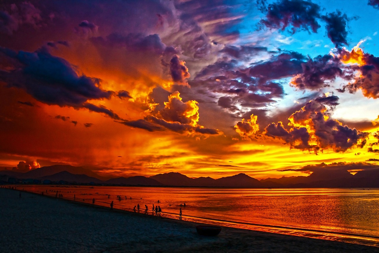 Image - beach lagoon sunset sundown
