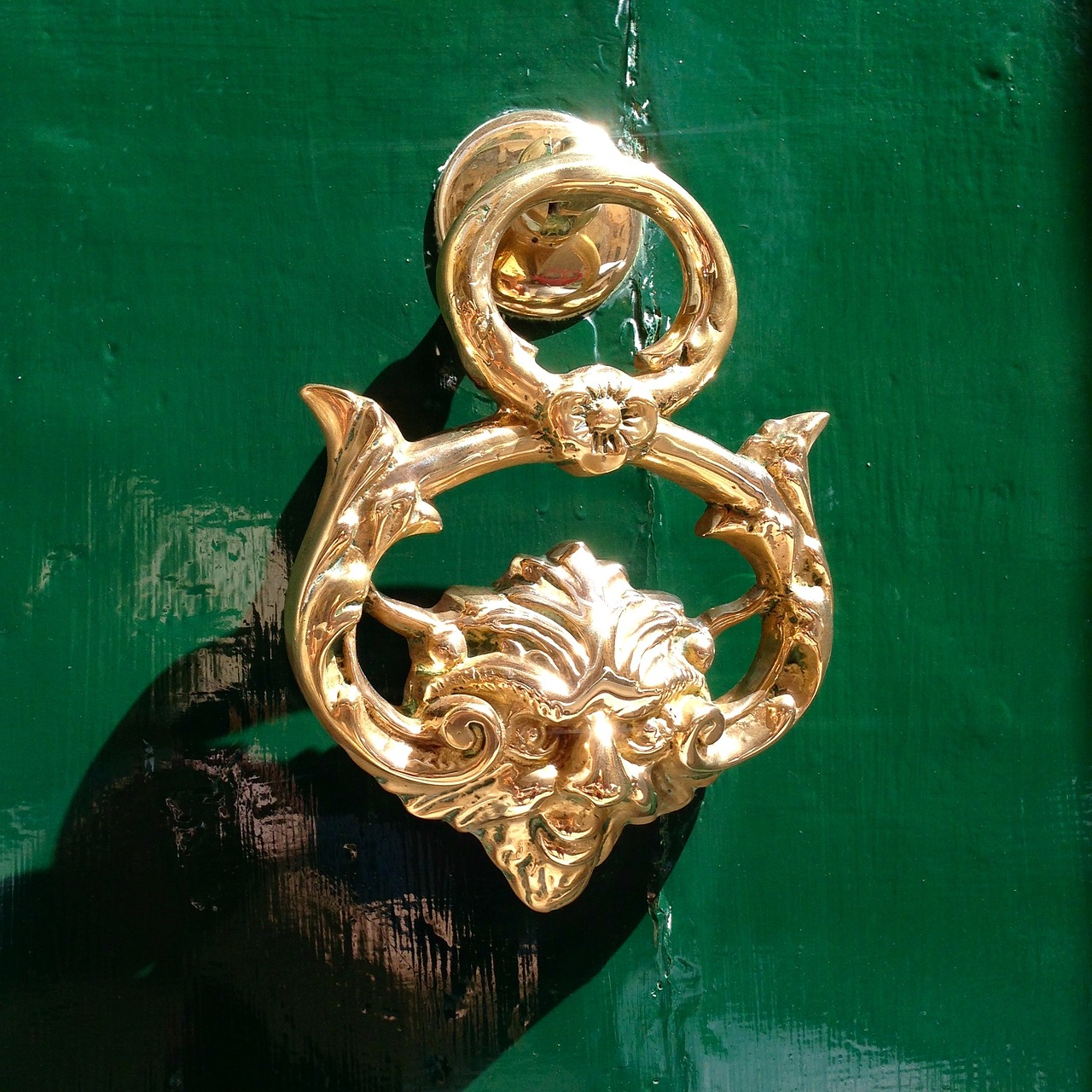 Image - door knocker brass ornate green