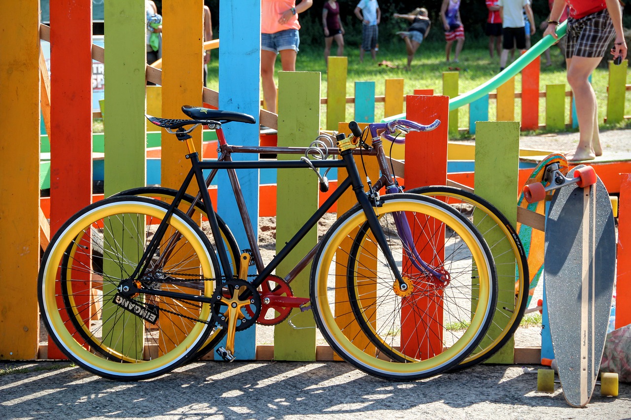 Image - bicycles colorful garden fence bike