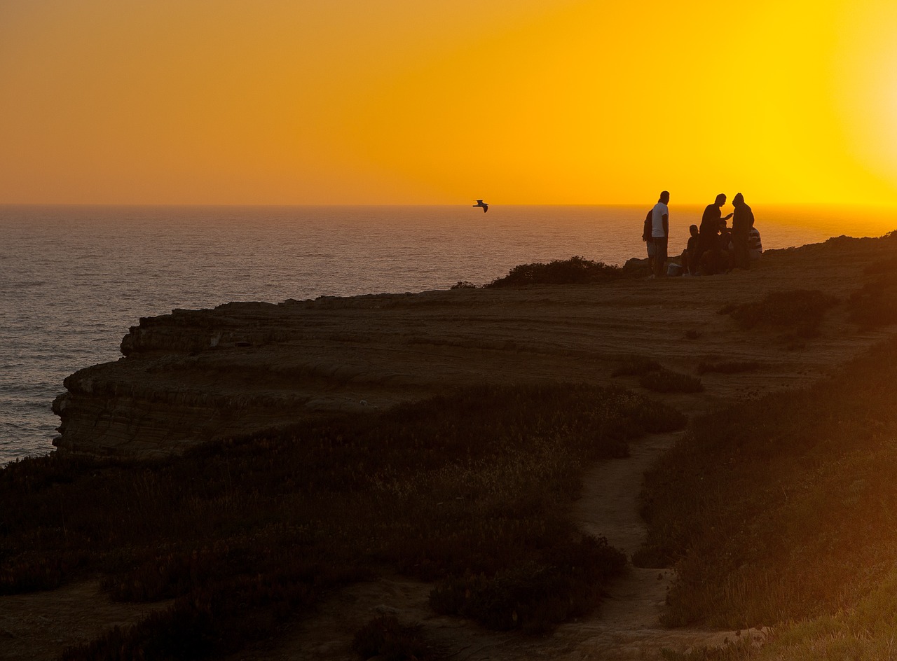 Image - sunset ocean cliff horizon