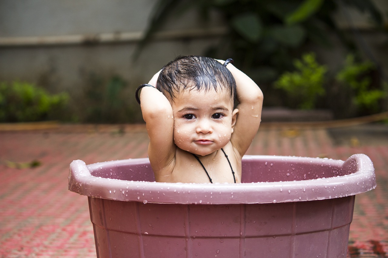 Image - baby kid baby bathing cute washing