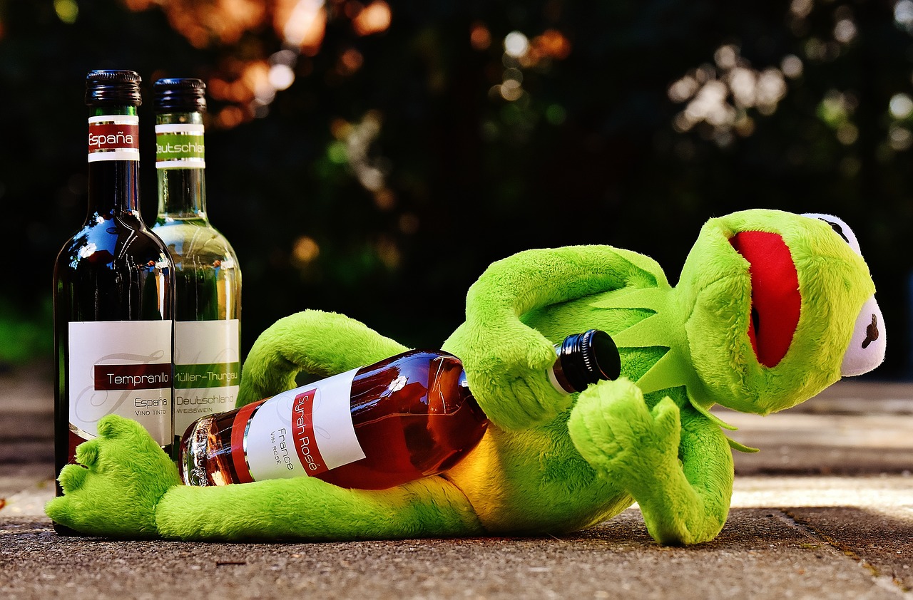 Image - kermit frog wine drink alcohol