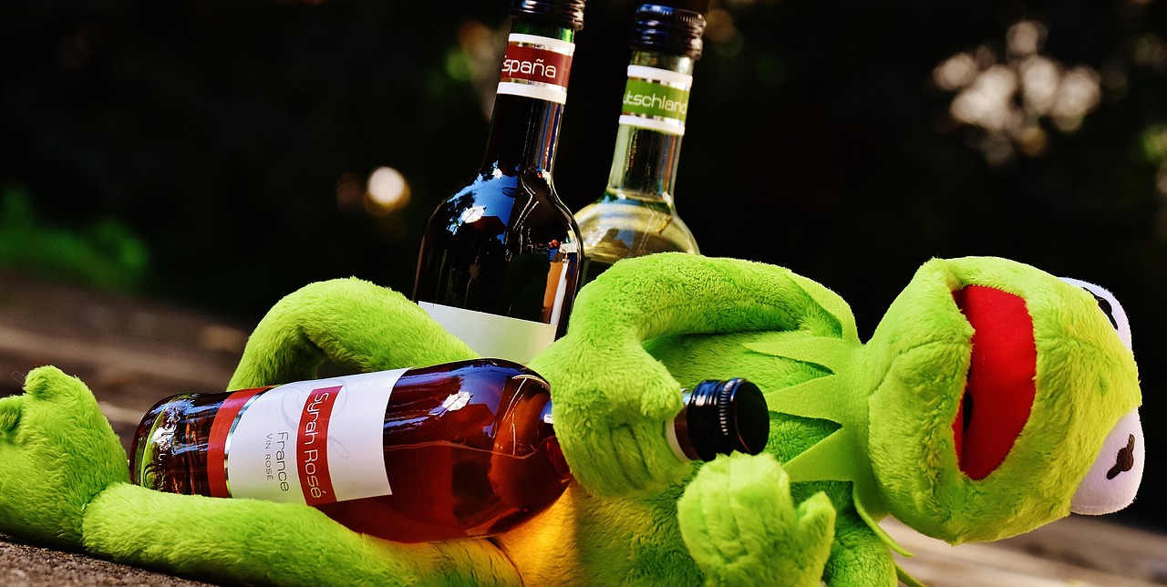 Image - kermit frog wine drink alcohol